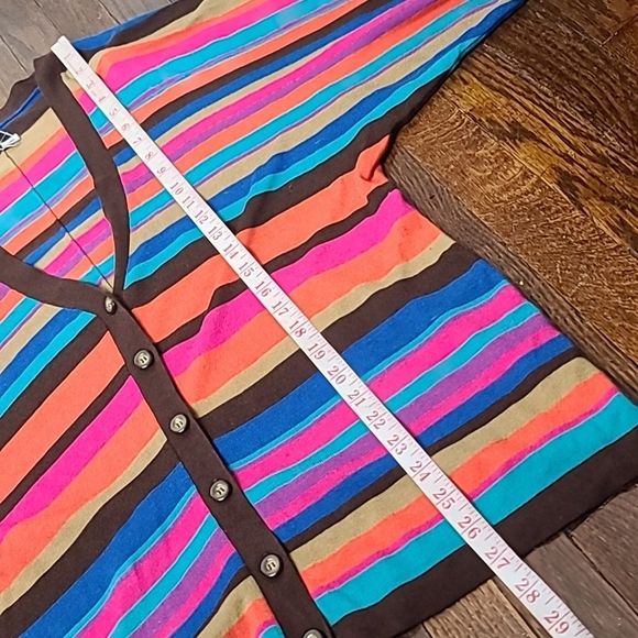 Trina Turk Rainbow Colorful Striped Cardigan Sweater - Picture 7 of 7